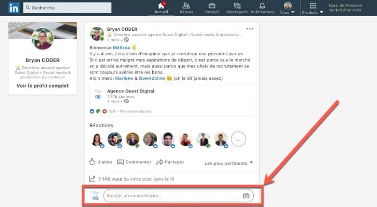 comment partager un post sur linkedin